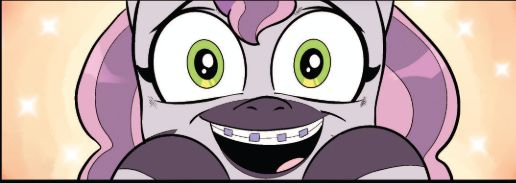 Close up of an excited Skye thee zebra