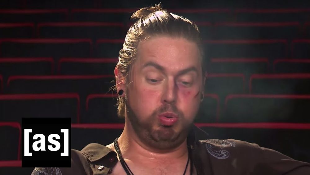 Tim Heidecker from On Cinema sighing through reading a difficult word