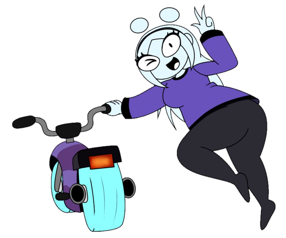 An illustration render of Fana’s character, Eupha for Worldwide Chargers doing a stunt pose.