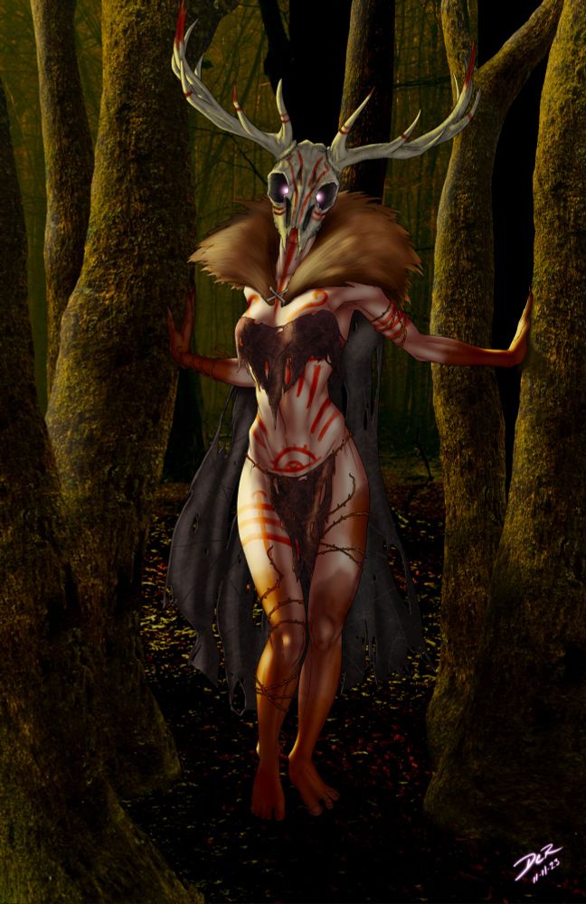 Completed render of the forest witch