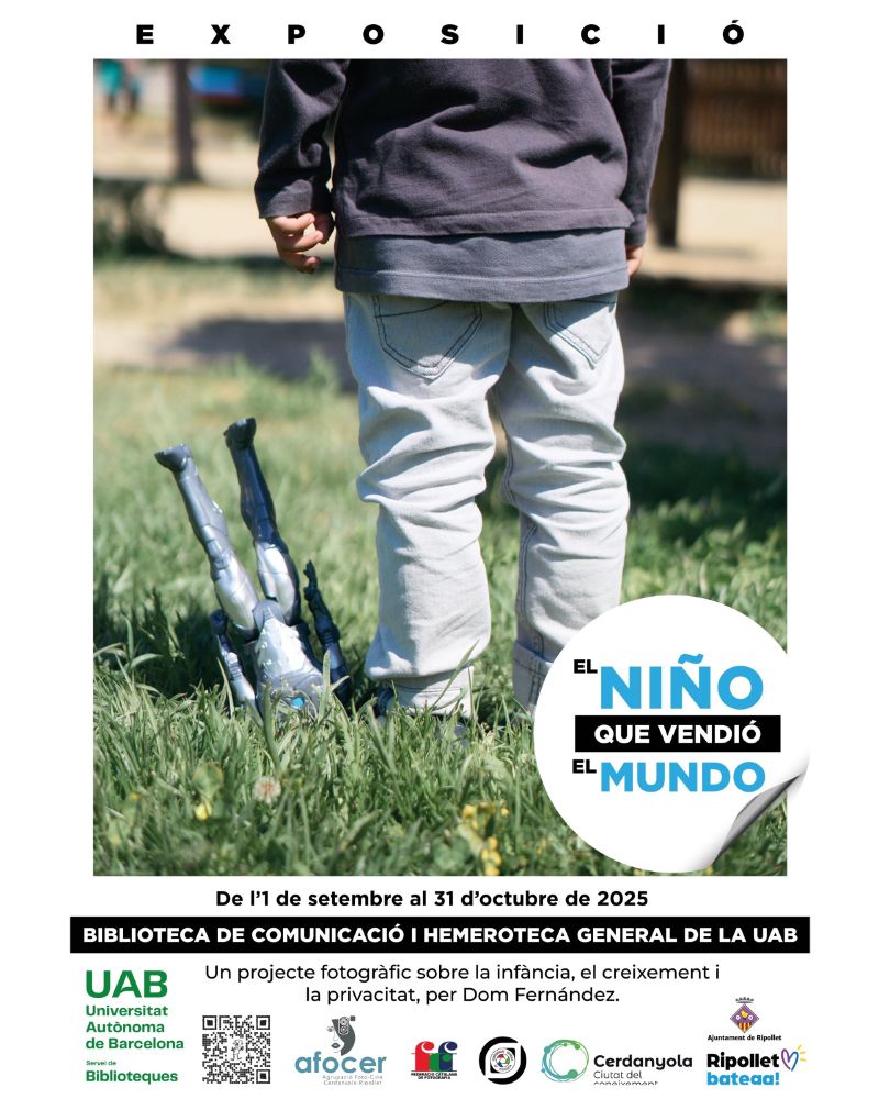 Cartell de l'exposició El niño que vendió el mundo a la Biblioteca de Comunicació