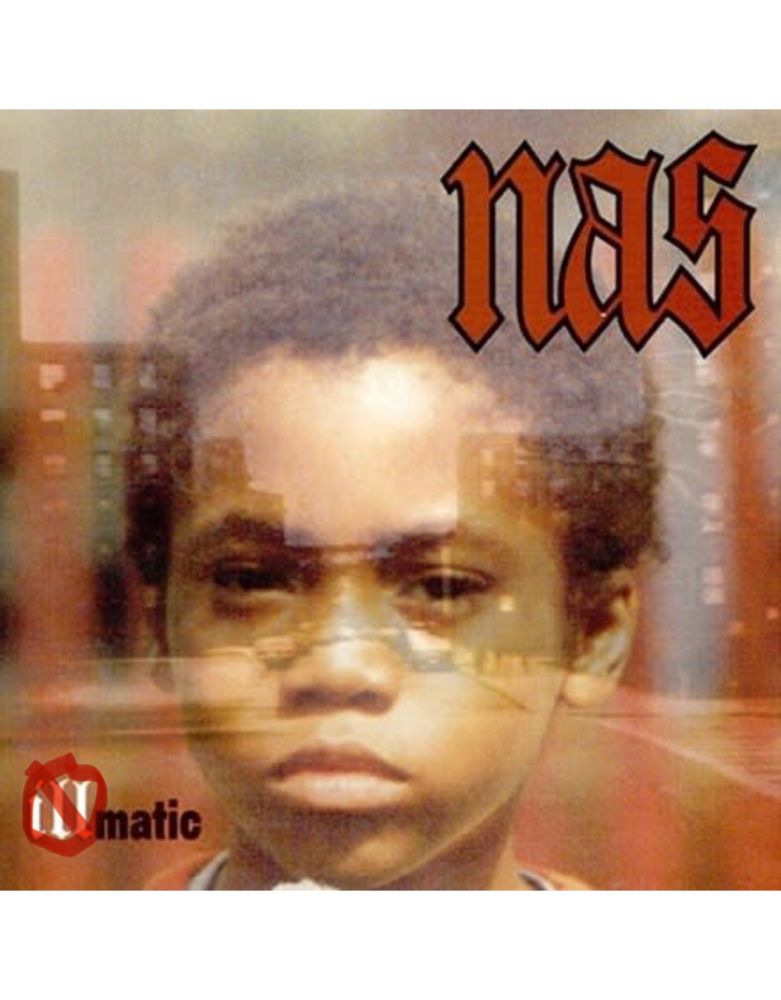 Nas - Illmatic cover art with the Ill covered by a red circle with a line through it.