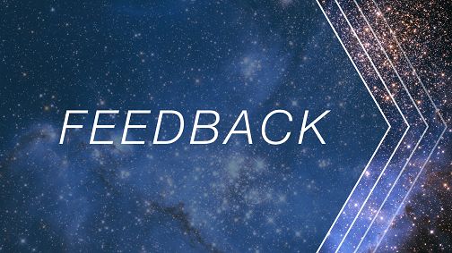 "Feedback" text on starry background