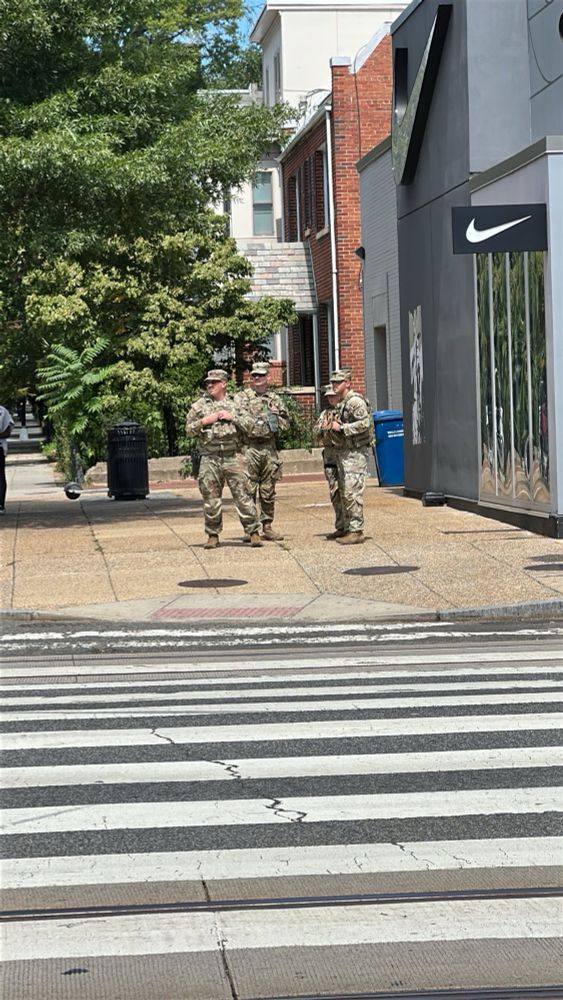 4 National guard doing nothing outside the Nike store at 7th and H St NE