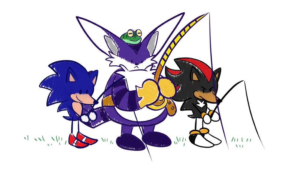 Simple sketch of the hedgies fishing with Big