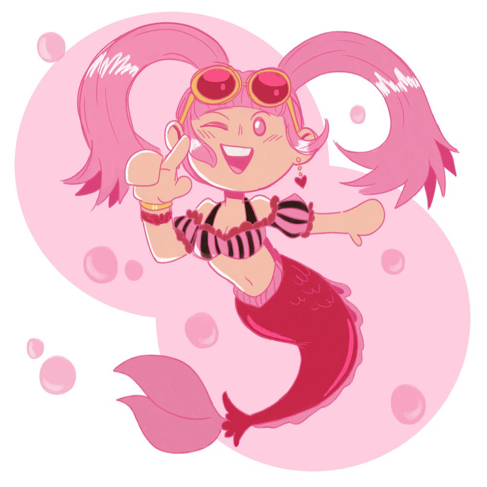 A colorful pink sketch of Hilda Valentine Goneril from Fire Emblem Three Houses! I drew her as a mermaid since my target likes Mermaid AUs hehe :> 