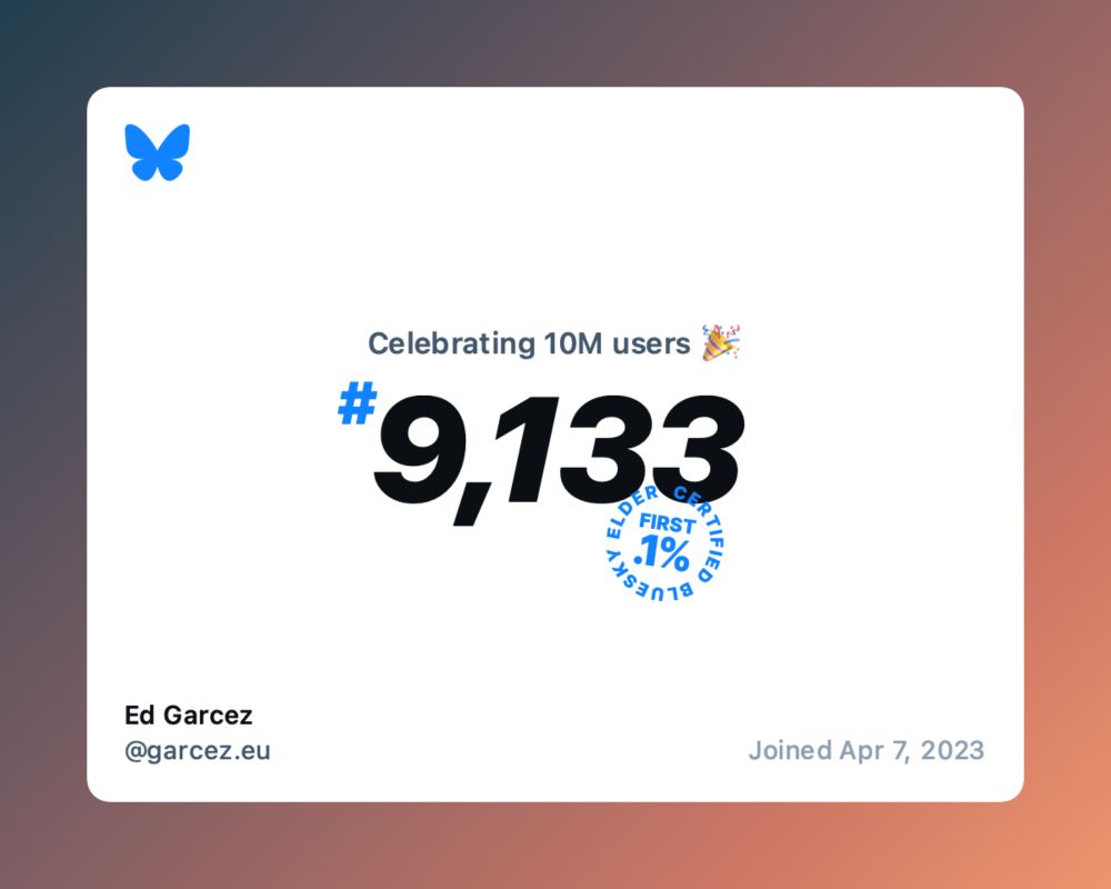 image showing that I joined Blue Sky on 7 April 2023, user number 9,133 (in the first 0.1% of users)