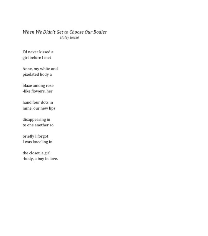 A poem called When We Didn’t Get to Choose Our Bodies