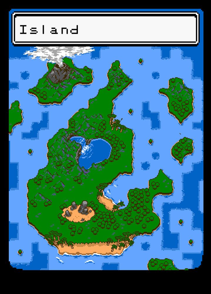 a proxy island in old school pixel art style