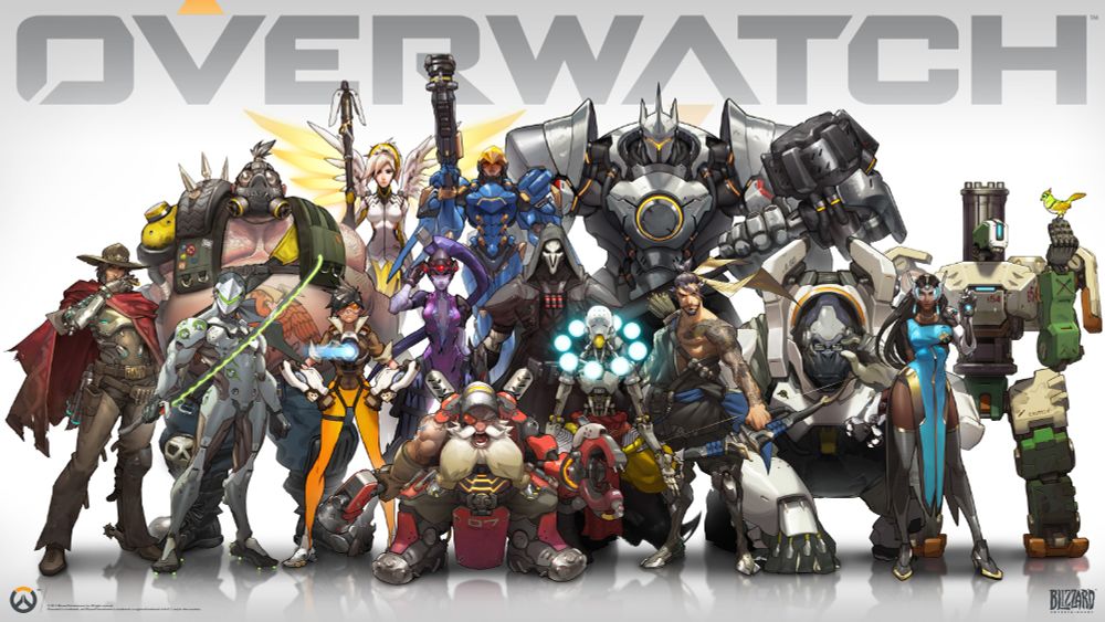 Original art of the first Overwatch roster by Arnold Tsang