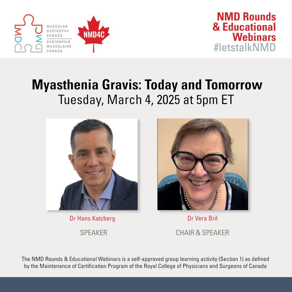 NMD4C and MDC webianr - Myasthenia Gravis: Today and Tomorrow, taking place Tuesday March 4 2025 at 5pm ET