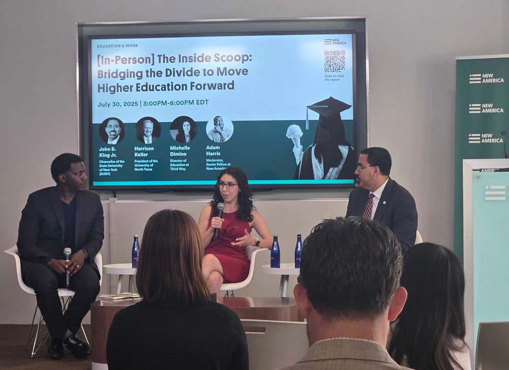 Third Way's Director of Education Michelle Dimino speaks about state-level solutions to federal cuts at New America's event featuring new data findings from the "Varying Degrees 2025" report
