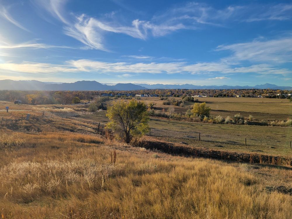 View west from near Aquarius Trailhead in Boulder County, late afternoon, early November