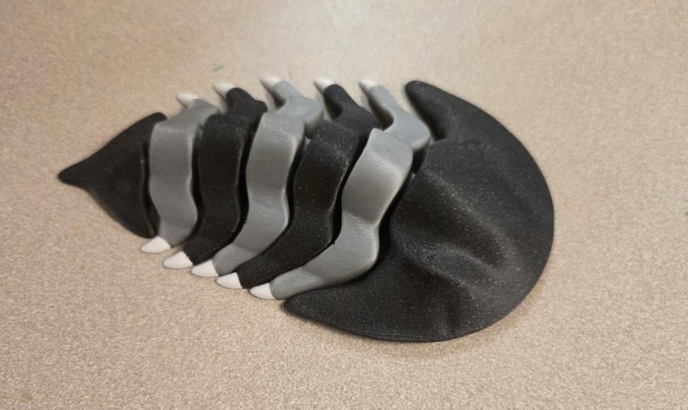 3D print of an articulated, segmented trilobite 