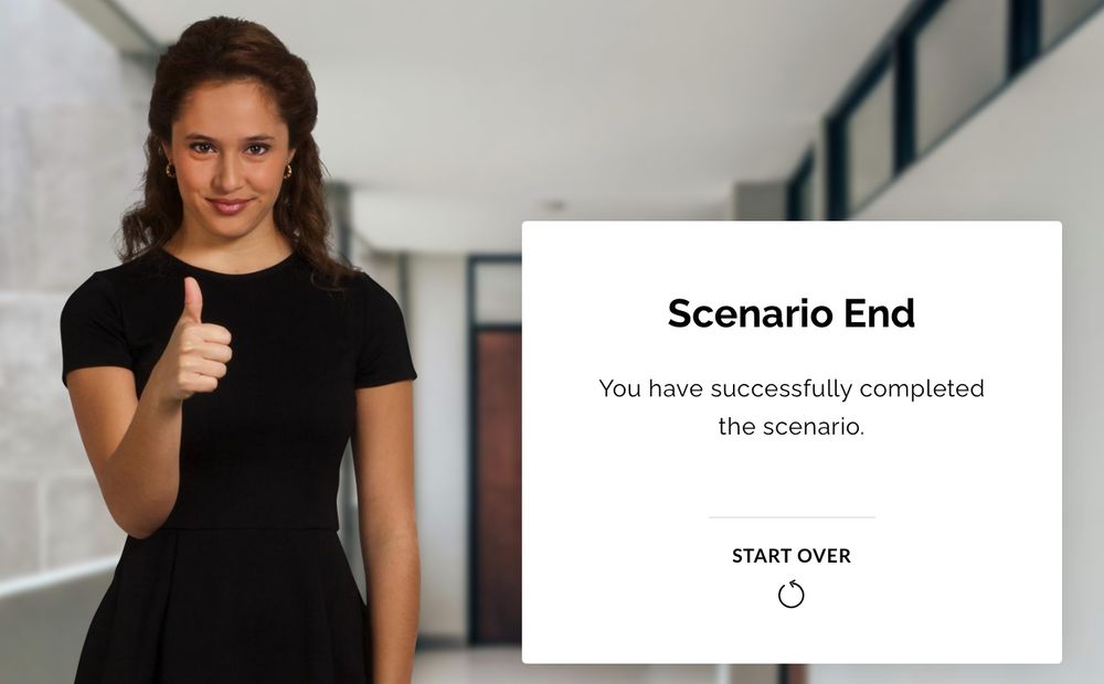 A woman gives the thumbs up to me, an adult, who just had to spend an hour on a cya course that literally quizzed me on college policy -numbers-  