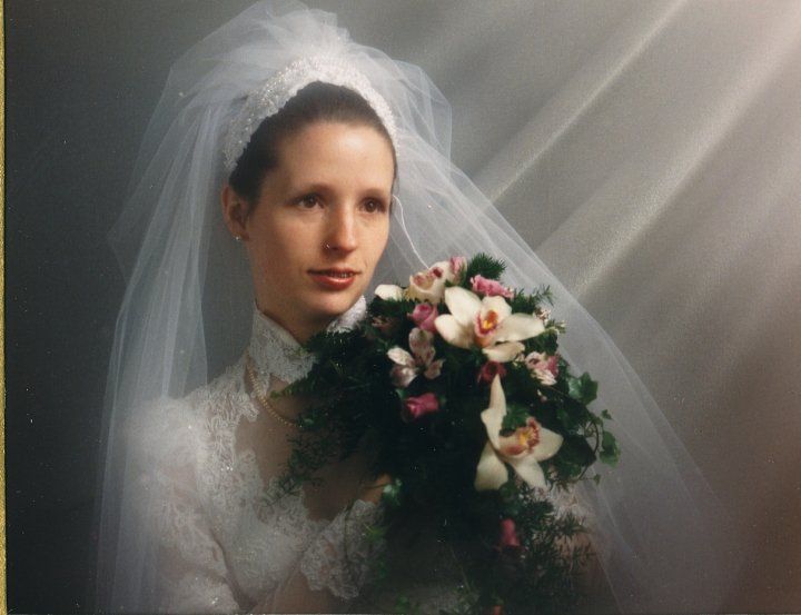 Christie on her wedding day, 1985