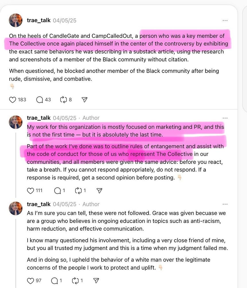 Posts by trae_talk, a white woman, talking about her role doing PR for "The Collective" which she tried to downplay when called out

https://www.threads.com/@dinonuggetsformyfamily/post/DQ2YWLvEkIF