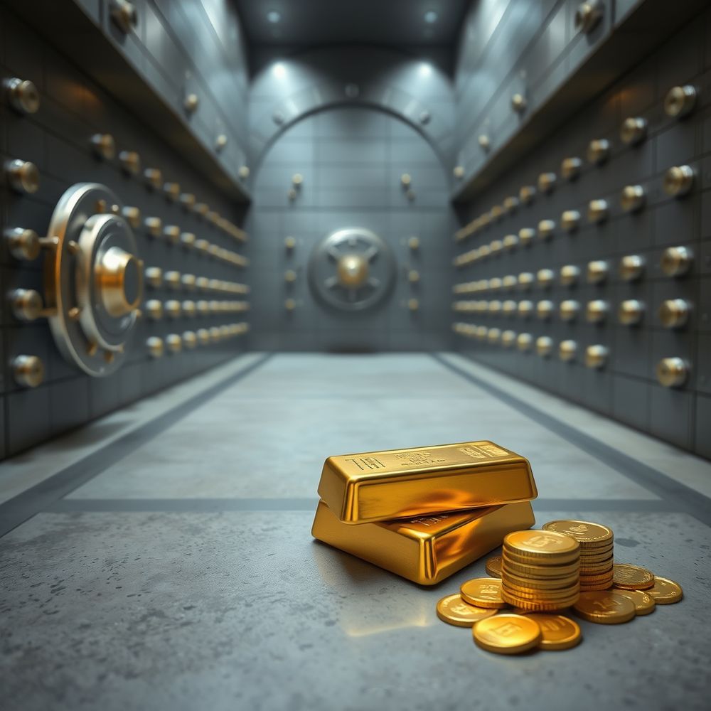AI generated graphic of a bank vault with very little gold in it.
