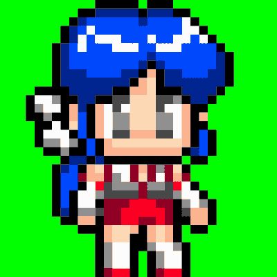 animated gif of a chibi priestess named Suiren, the main character of the game Miko Hearts for PC. 