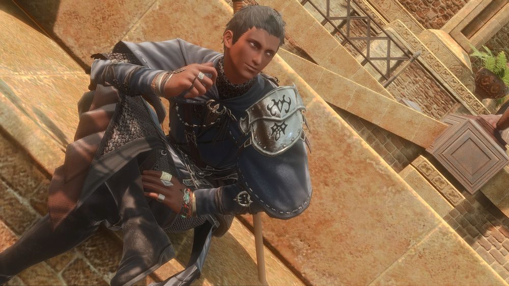 a young man sits on a bench, looking towards someone with interest