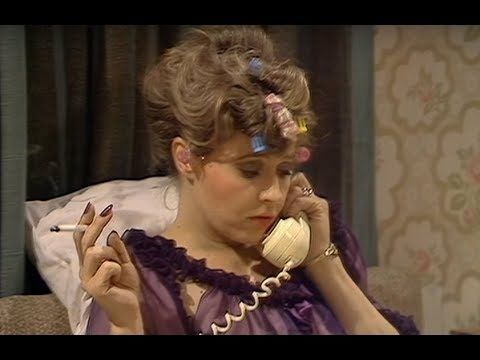 Sybil Fawlty smoking a cigarette in bed, on the phone to Audrey.

"I knowwwwww!"