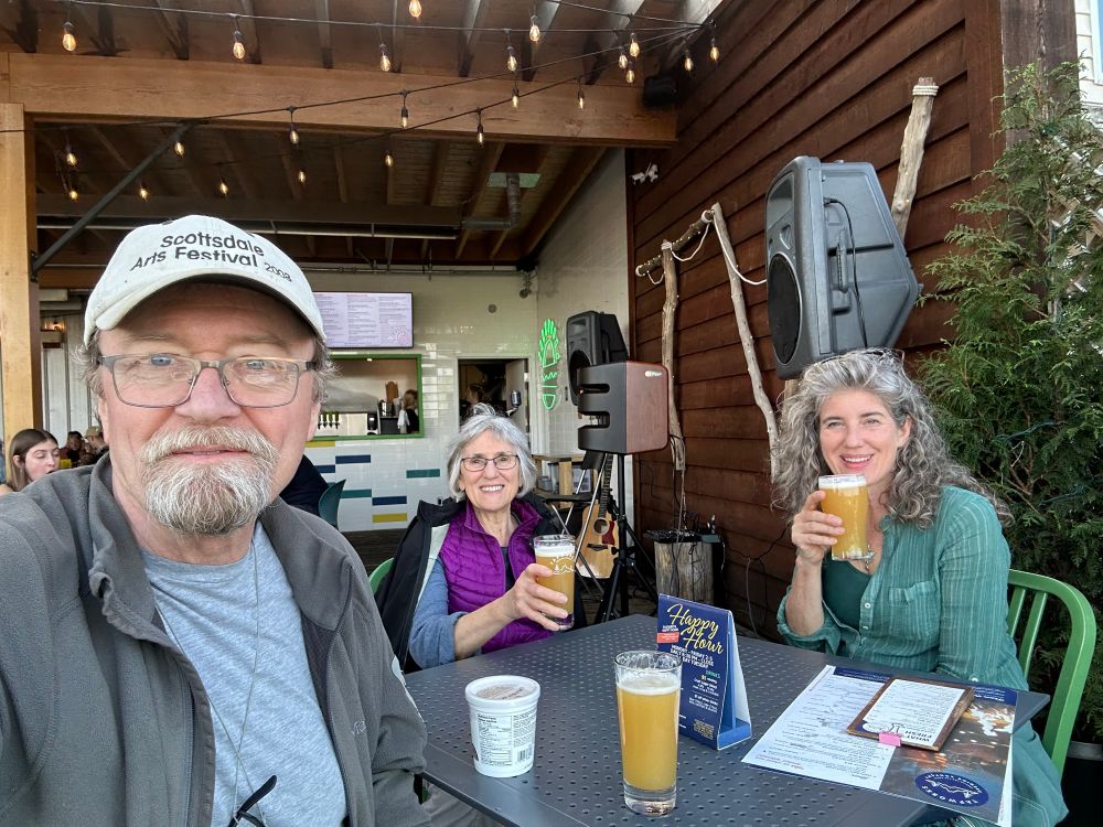 Me and my Canadian friends enjoy beer at brewery in Gibsons, BC.