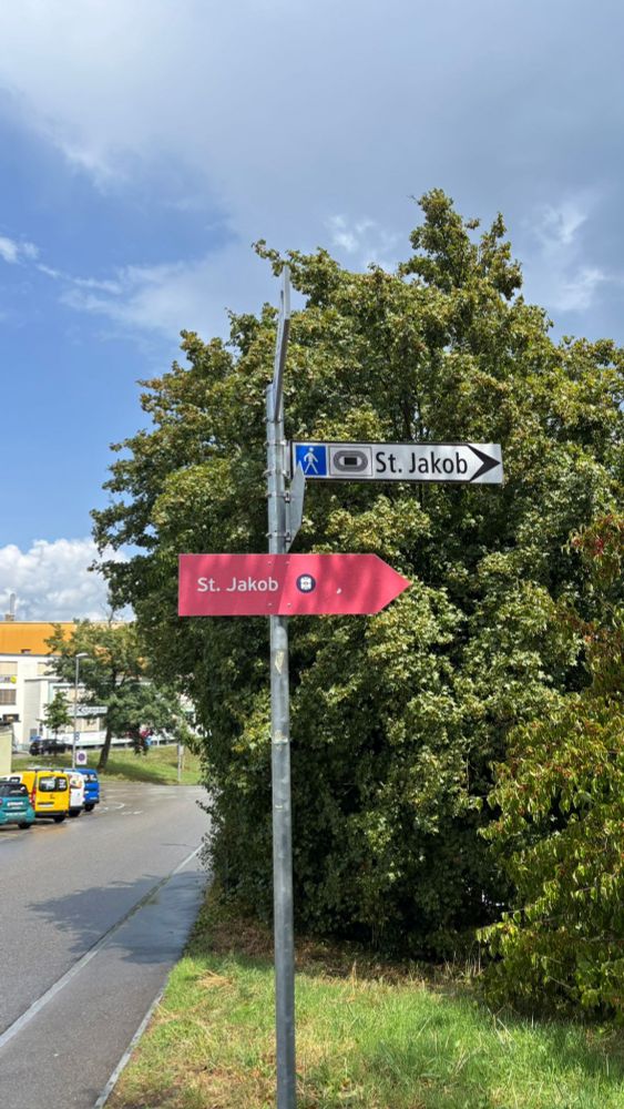 Signpost to St Jakob stadium