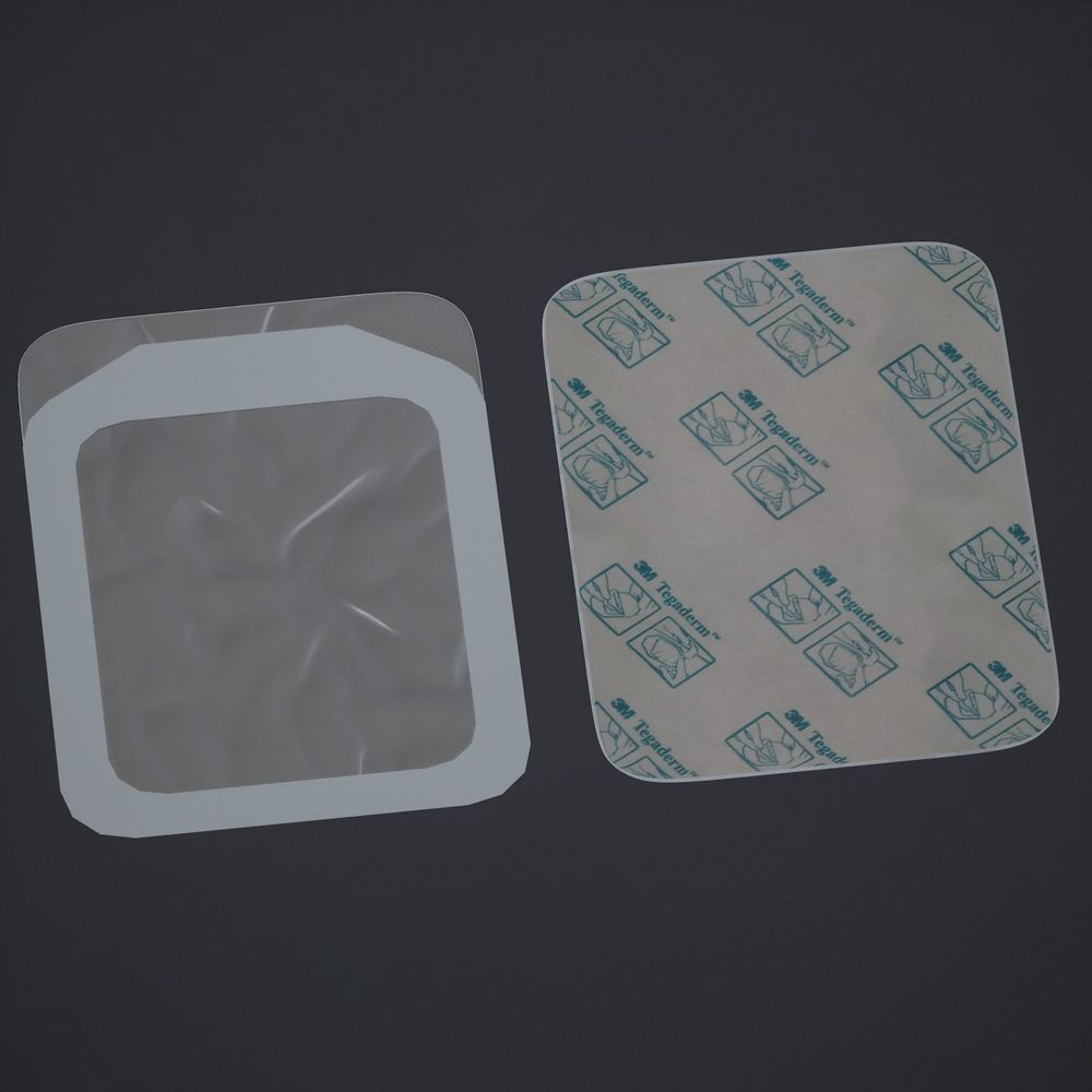 3D Model depicting a Tegaderm, as well as its underside.