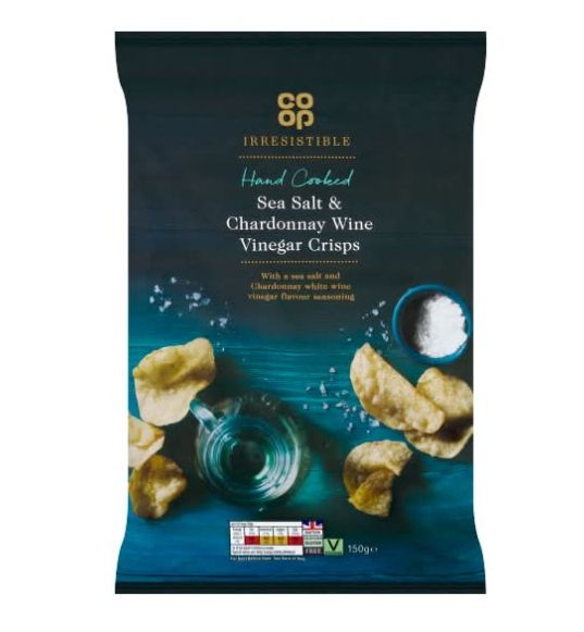A picture of purest crystal meth, disguised as Co-op Sea Salt and Chardonnay Wine Vinegar crisps