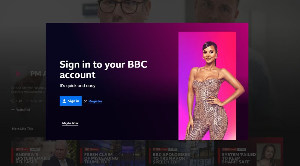 screenshot demanding that you sign in to your BBC account