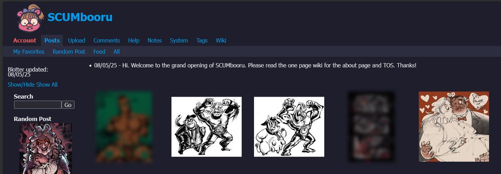 The new blotter section on my booru, now on the 2nd row of the grid layout, and the text clearly legible and separate from each other.