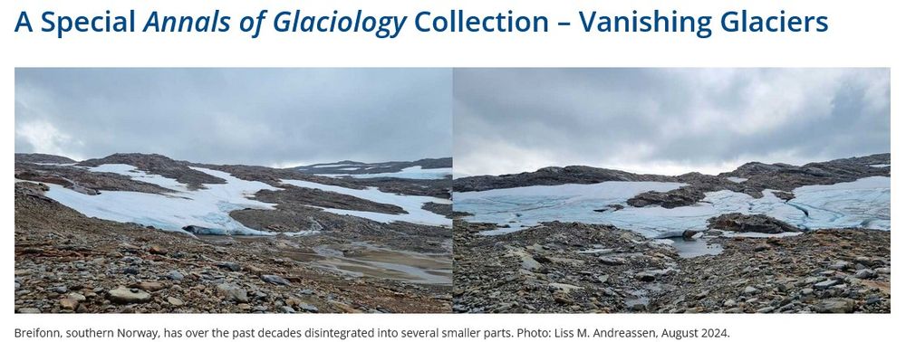 Photo of Breifonn, a vanishing glacier in southern Norway, for the call for papers for the Annals of Glaciology Collection on Vanishing Glacirs: https://www.igsoc.org/publications/annals-of-glaciology/2025-international-year-of-glaciers-preservation