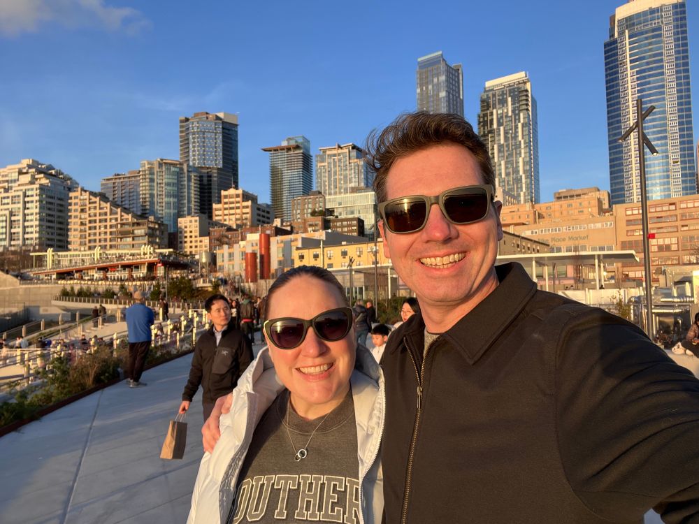Man and woman smiling 