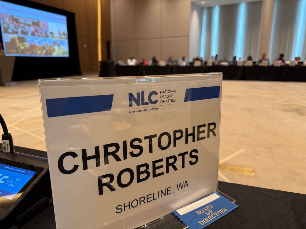 Chris Roberts name tag at NLC board meeting in Columbus Ohio