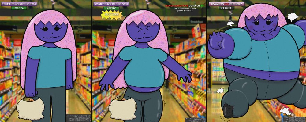 My blueberry pup oc gets blown up in a grocery store aisle! 