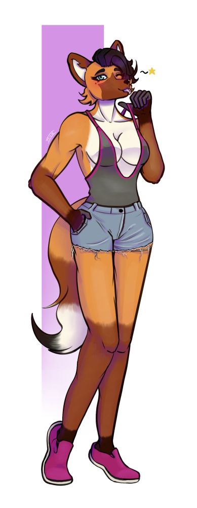 Jesse the maned wolf tomboy in casual clothes