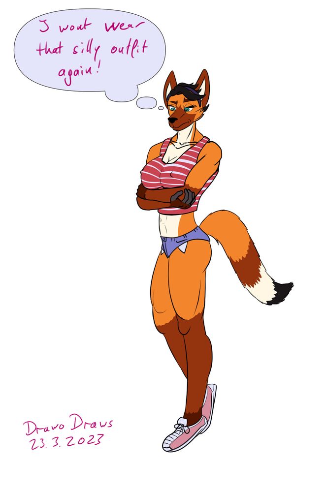 Jesse the maned wolf tomboy in casual clothes