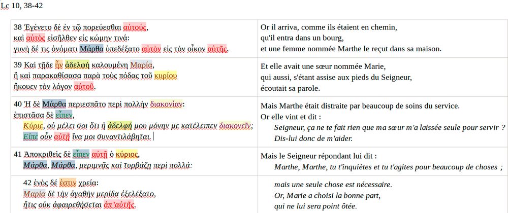 Présentation typographique du texte, avec les mots répétés et le discours direct.