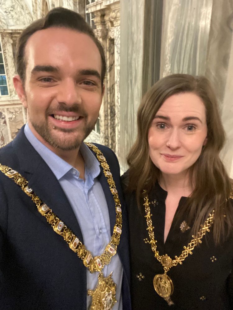 A picture of me with Cllr Fiona McAteer, High Sheriff of Belfast