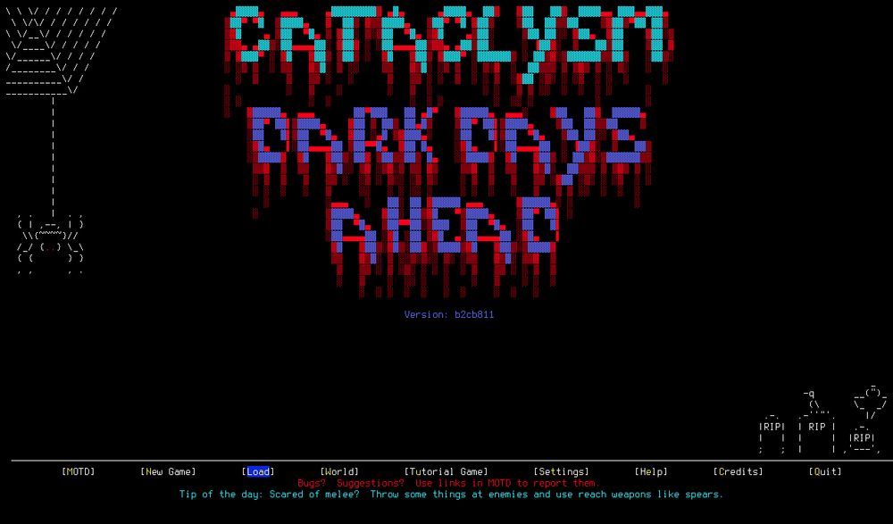 The starting screen for Cataclysm: Dark Days Ahead