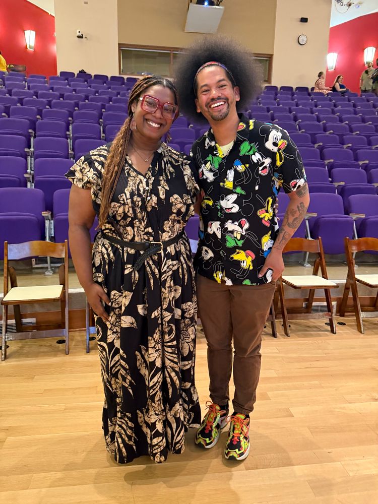 A smiling Ashley C. Ford and Mychal Threets at the Indianapolis Central Library