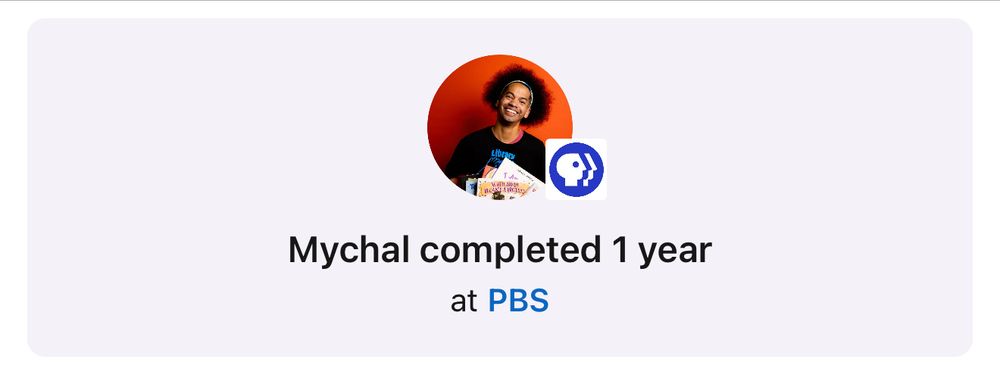 A smiling Mychal’s photo with his celebrating completing one year at PBS