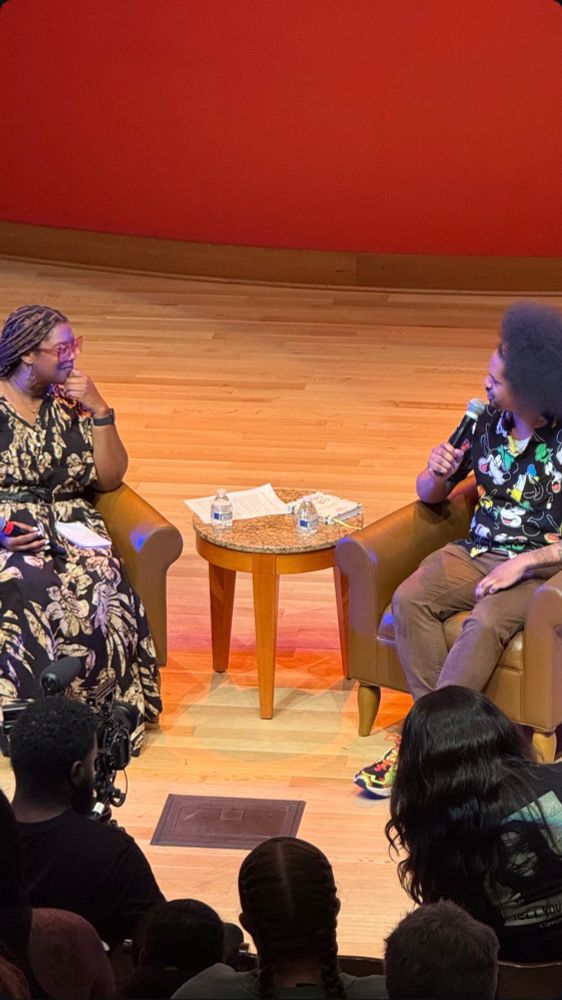Ashley C. Ford and Mychal Threets on stage at the Indianapolis Central Library