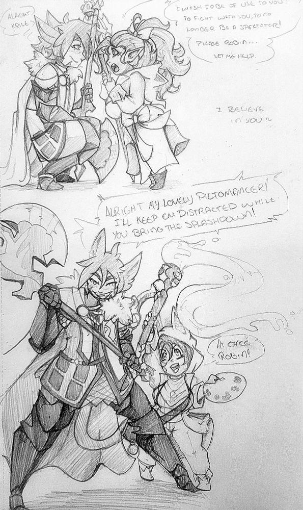 Krile asking Robin Royale to fight by his side, he agrees and the pair prepare for battle. 