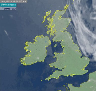 Ireland Cloud Cover View from Satellite