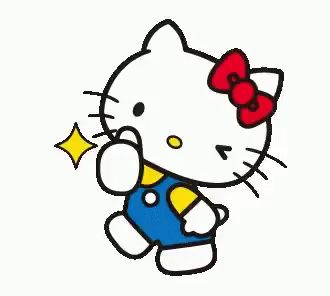 a cartoon drawing of hello kitty with a red bow on her head