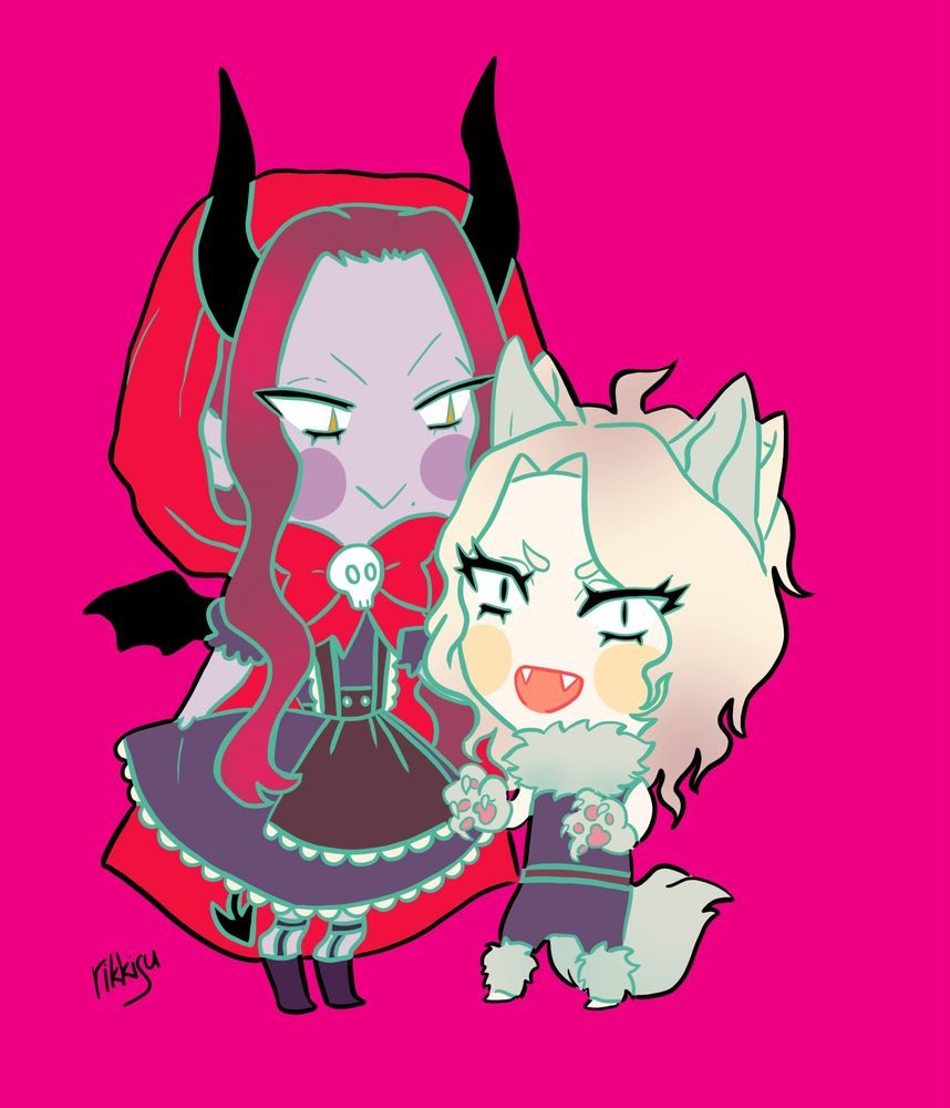 My ocs Amayo and Osumi in Halloween costumes