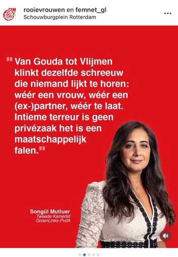 Aankondiging van protest tegen femicide met foto van Songul mutluer