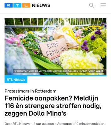 Aankondiging van protest tegen femicide in rtl nieuws 