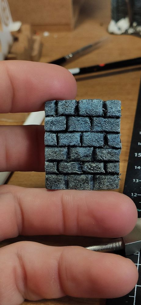Test wall done with foam core. I pealed away one side of the cardboard to be able to texture the foam. 